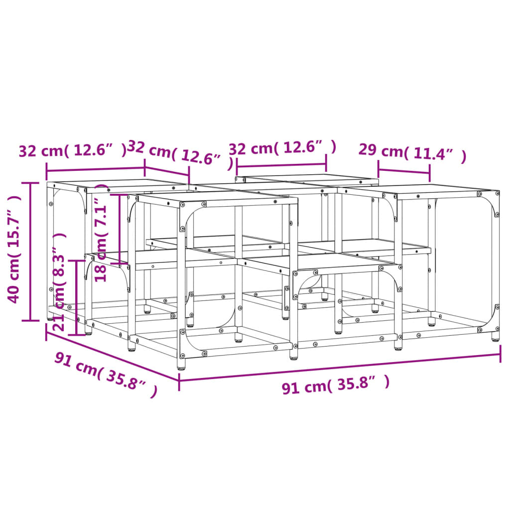 Coffee Table Black 91x91x40 cm Engineered Wood