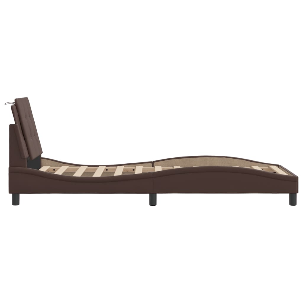 Bed Frame without Mattress "Zadar" Brown 90x200 cm Faux Leather