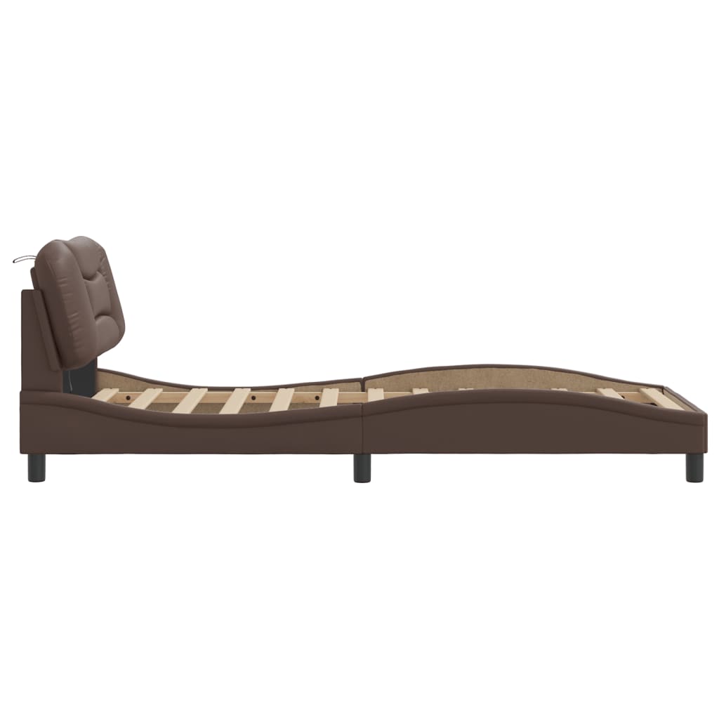 Bed Frame with LED without Mattress "Hvar" Brown 90x200 cm