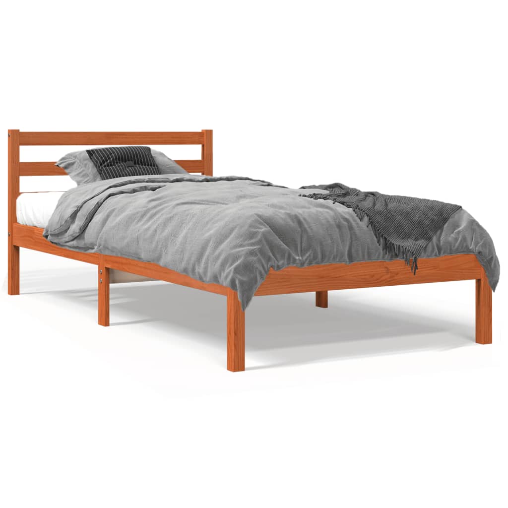 Wax Brown Solid Pine Bed Frame 90x190 cm Single - No Mattress Included