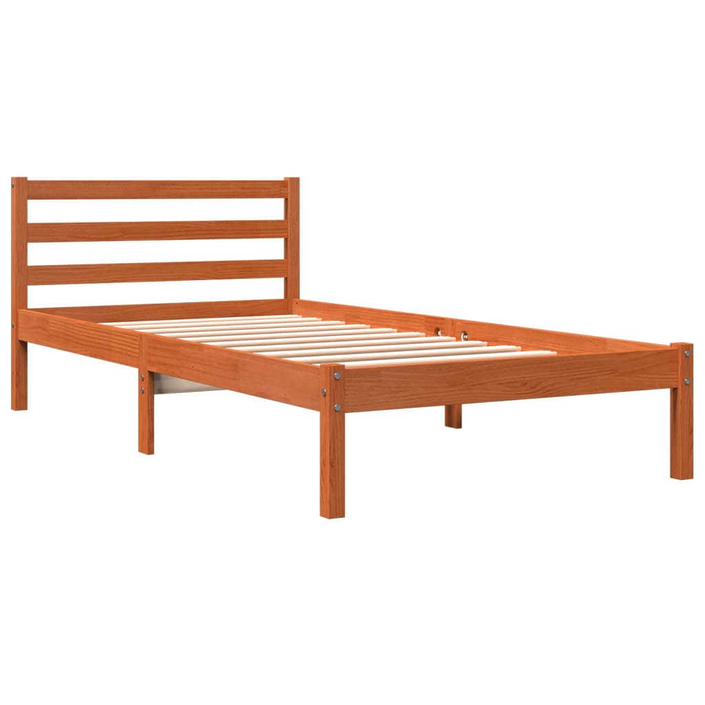 Wax Brown Solid Pine Bed Frame 90x190 cm Single - No Mattress Included