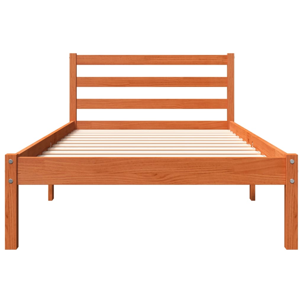 Wax Brown Solid Pine Bed Frame 90x190 cm Single - No Mattress Included