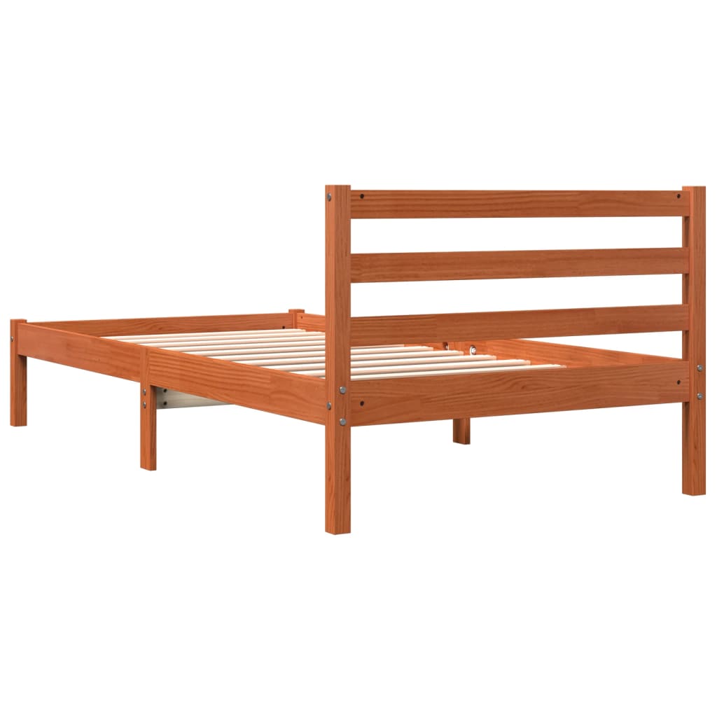 Wax Brown Solid Pine Bed Frame 90x190 cm Single - No Mattress Included