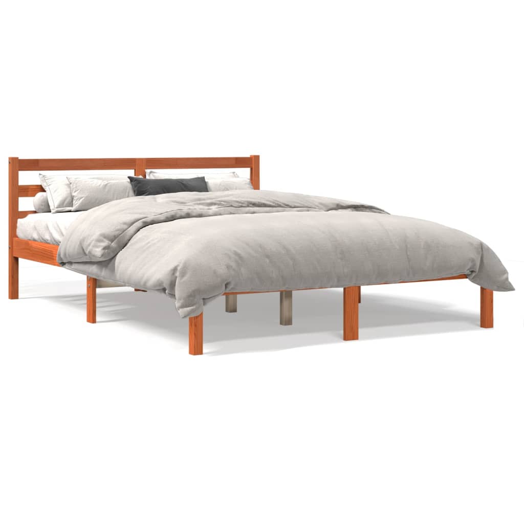 Wax Brown Pine Bed Frame 120x190 cm - Solid Wood Small Double