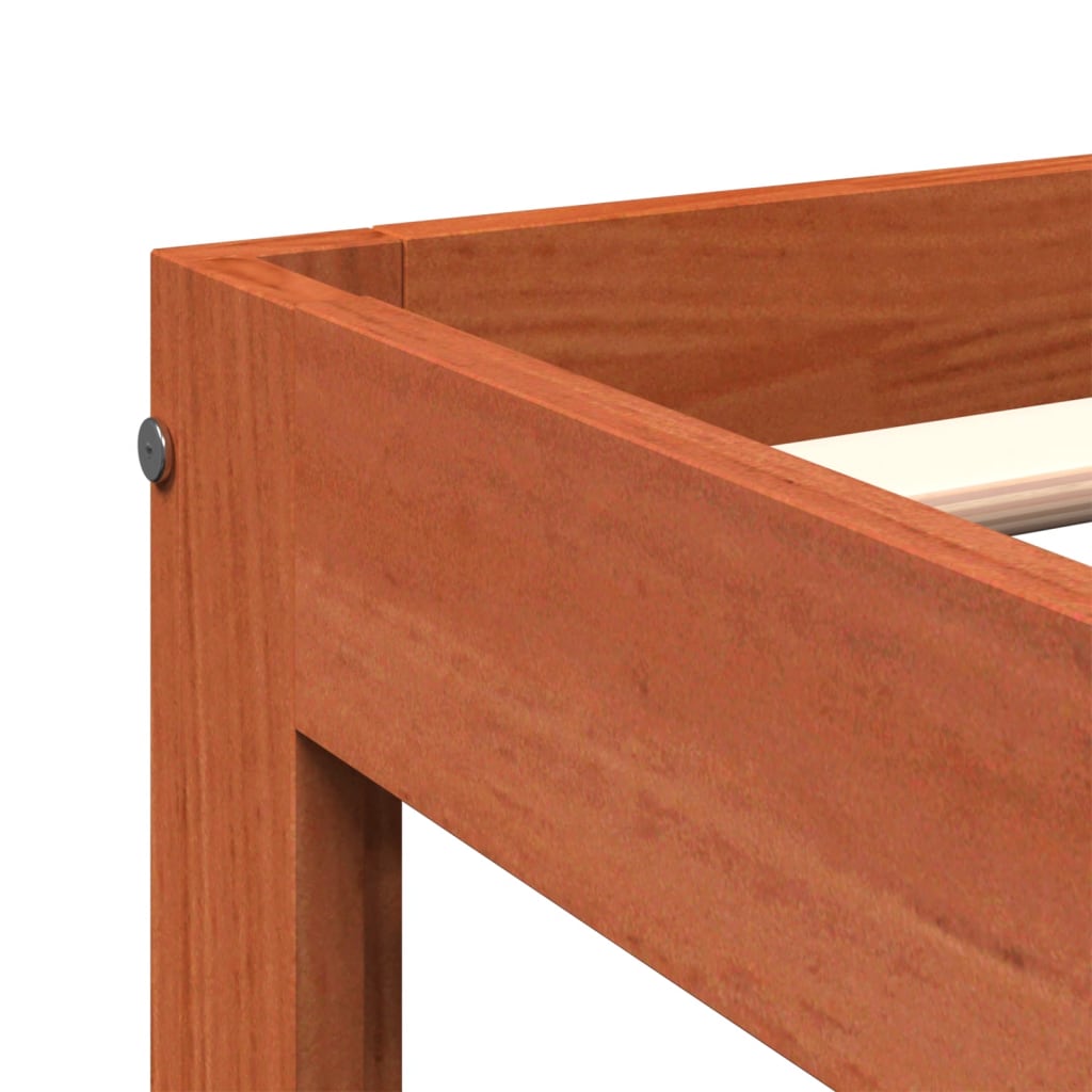 Solid Pine Wood Bed Frame, Wax Brown, Small Single 75x190 cm