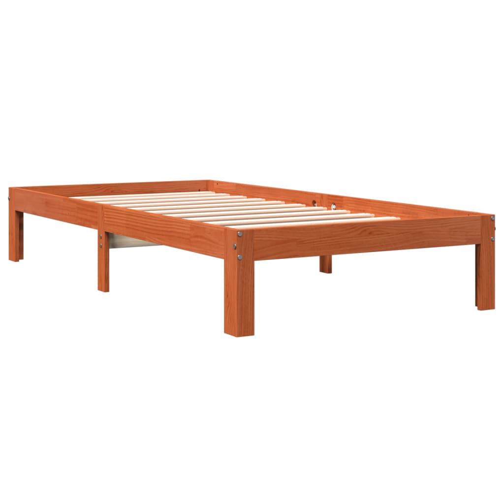 Solid Pine Bed Frame Wax Brown 100x200 cm - No Mattress Included