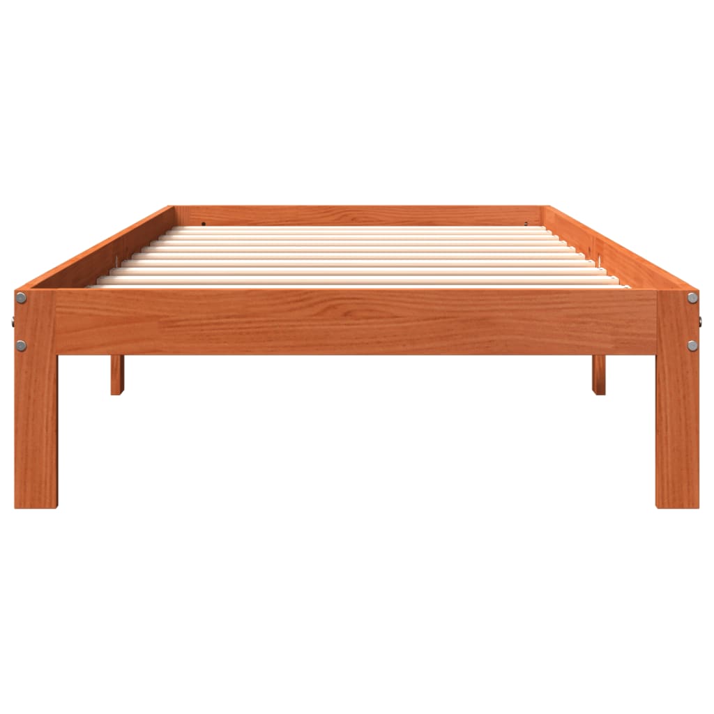 Solid Pine Bed Frame Wax Brown 100x200 cm - No Mattress Included
