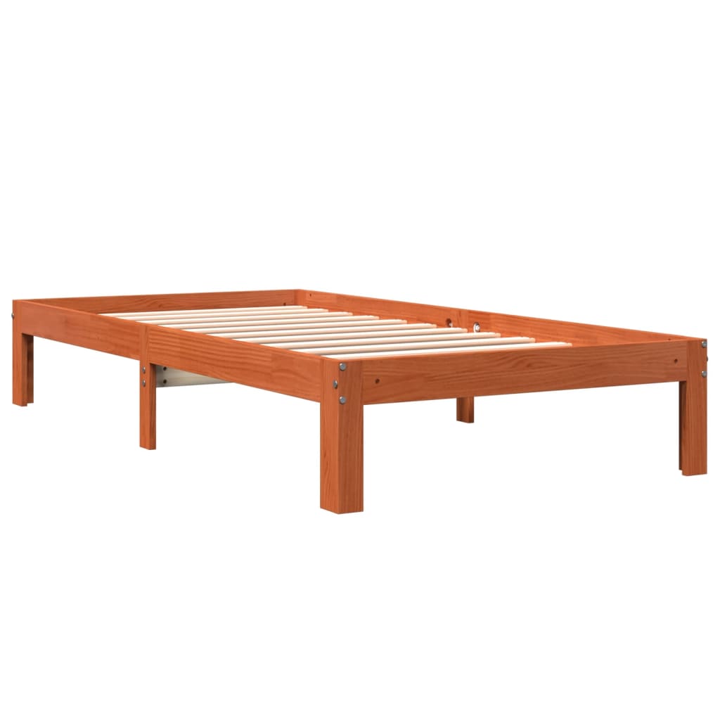 Solid Pine Bed Frame Wax Brown 100x200 cm - No Mattress Included