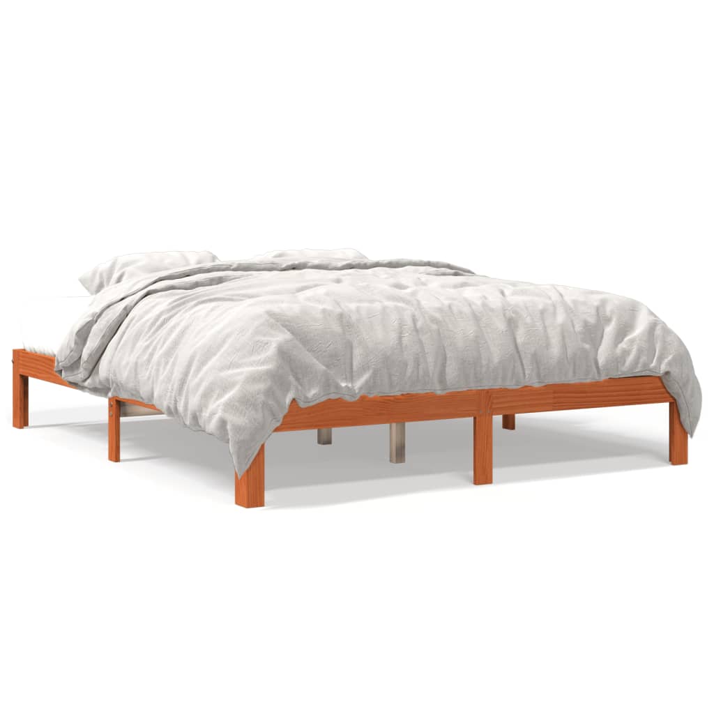 Solid Pine Wood Bed Frame, Wax Brown, 180x200 cm, Super King Size