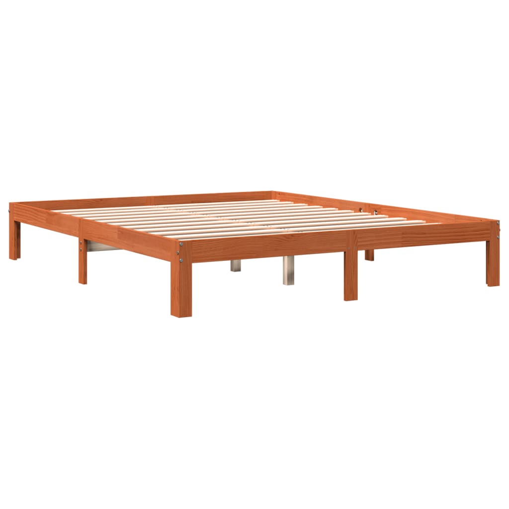 Solid Pine Wood Bed Frame, Wax Brown, 180x200 cm, Super King Size