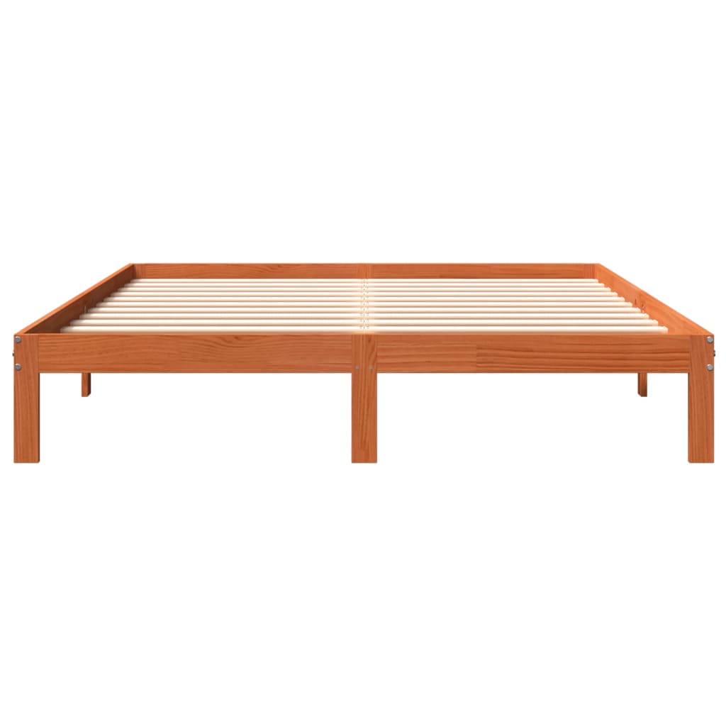 Solid Pine Wood Bed Frame, Wax Brown, 180x200 cm, Super King Size