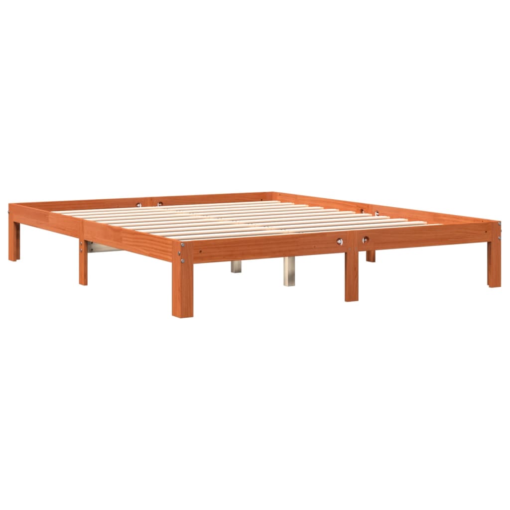 Solid Pine Wood Bed Frame, Wax Brown, 180x200 cm, Super King Size