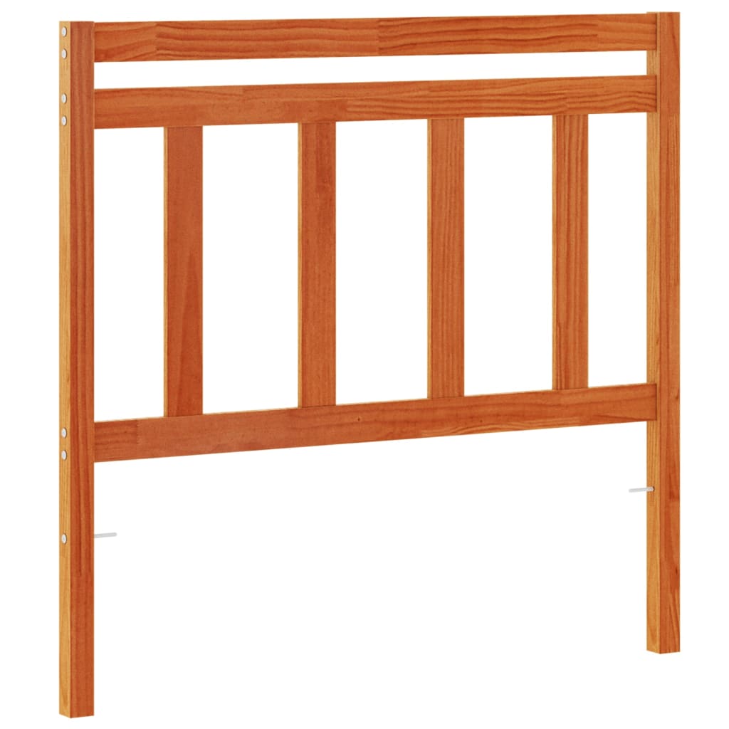 Solid Pine Wood Headboard, Wax Brown Finish, 100 cm