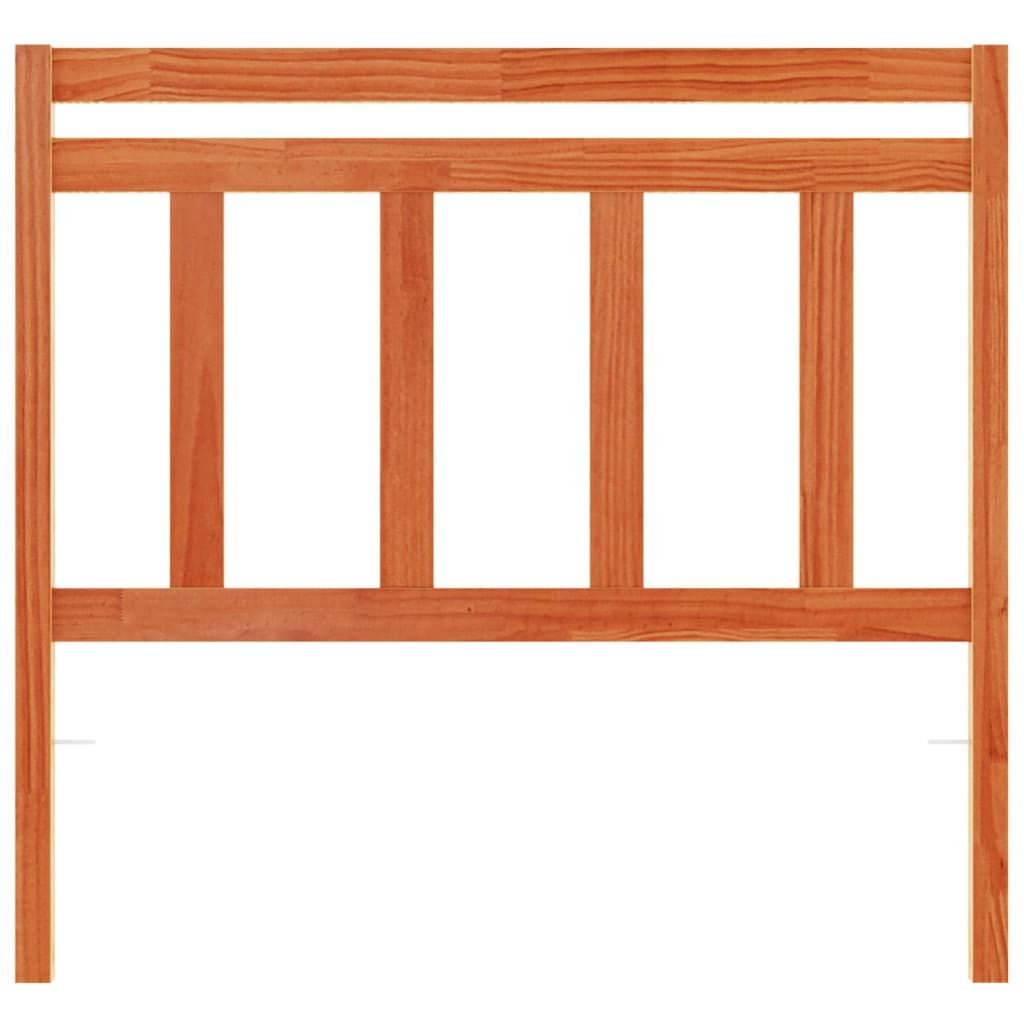 Solid Pine Wood Headboard, Wax Brown Finish, 100 cm