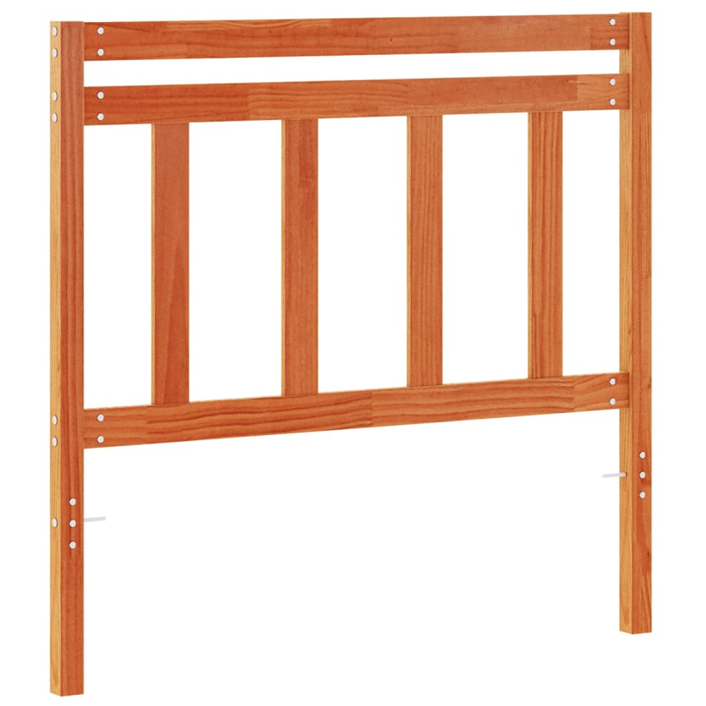 Solid Pine Wood Headboard, Wax Brown Finish, 100 cm