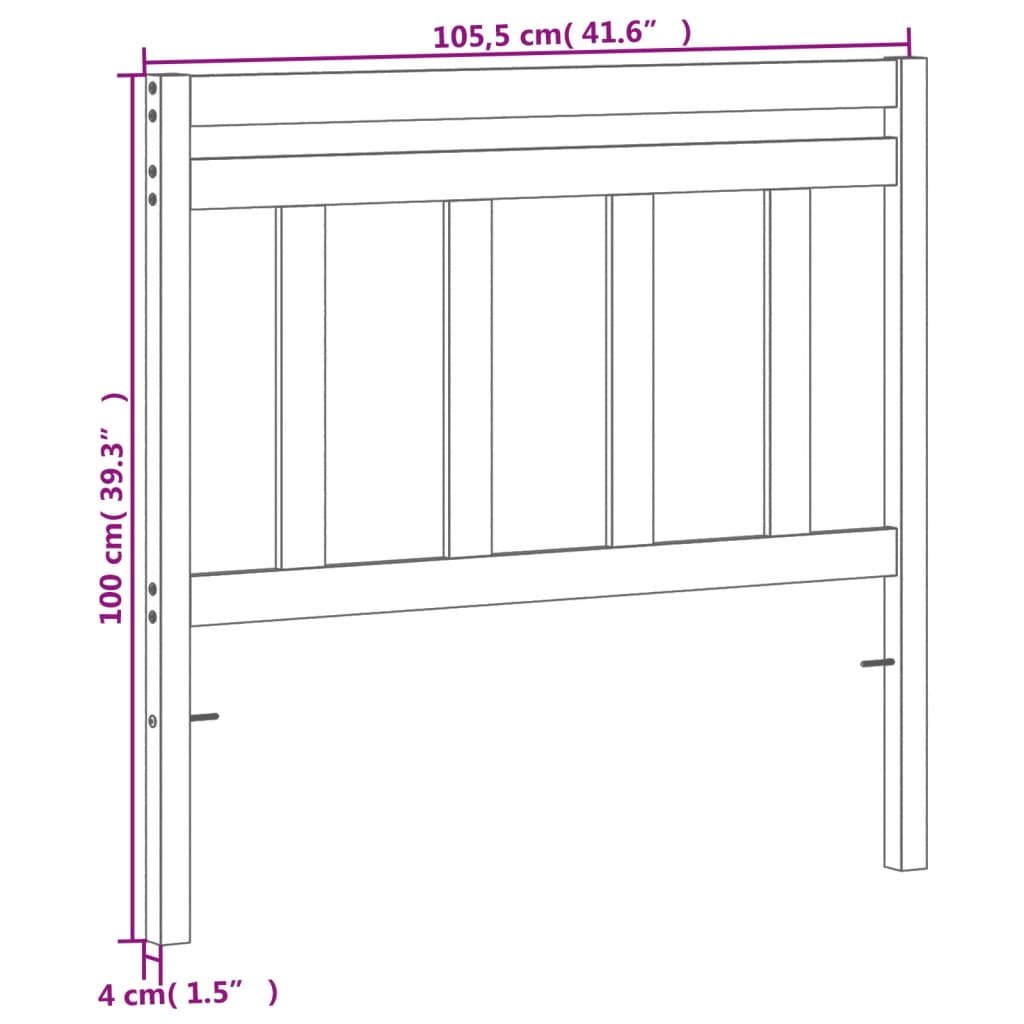 Solid Pine Wood Headboard, Wax Brown Finish, 100 cm