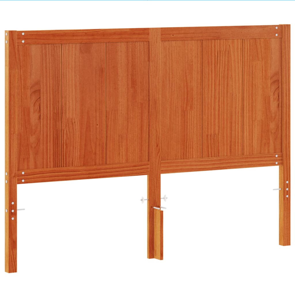 Solid Pine Wood Headboard, 135 cm, Wax Brown Finish
