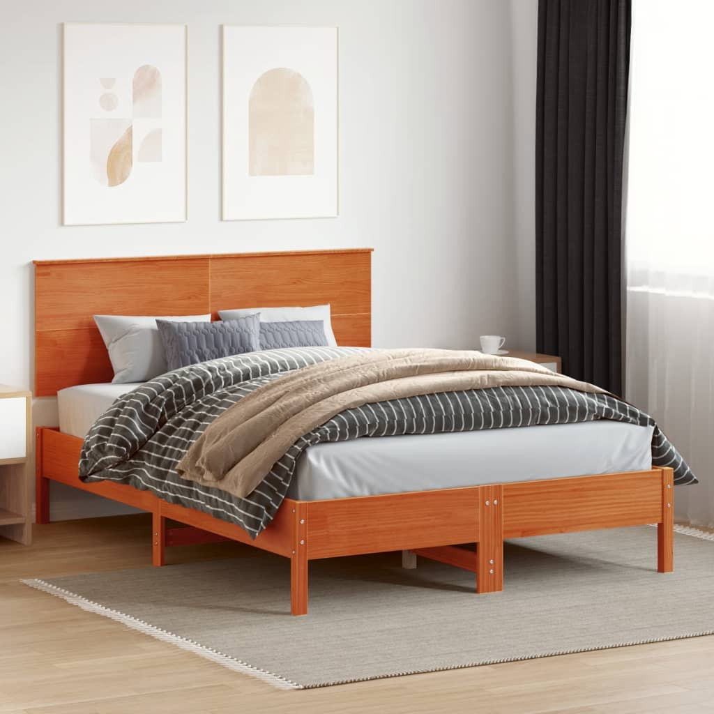 Solid Pine Headboard in Wax Brown, 160 cm – Elegant Bedroom Decor