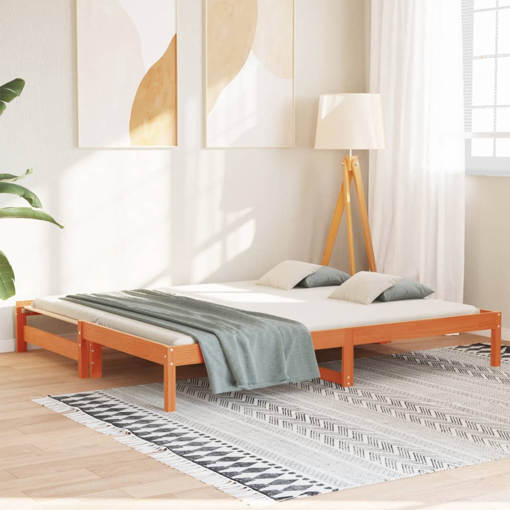 Day Bed with Trundle without Mattress Wax Brown 80x200 cm