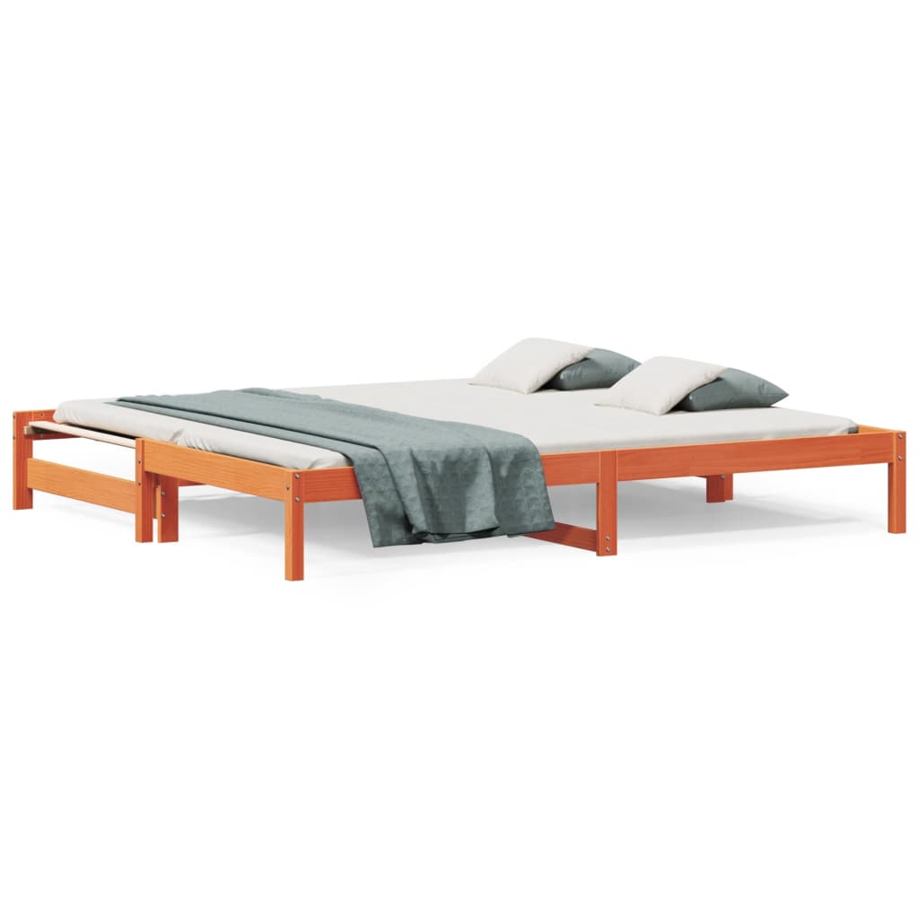 Day Bed with Trundle without Mattress Wax Brown 80x200 cm
