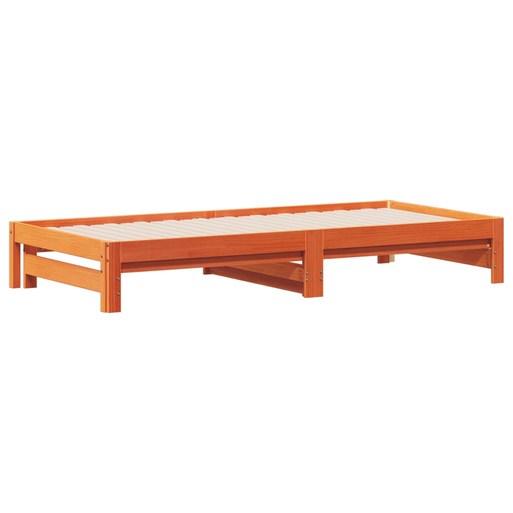Day Bed with Trundle without Mattress Wax Brown 80x200 cm