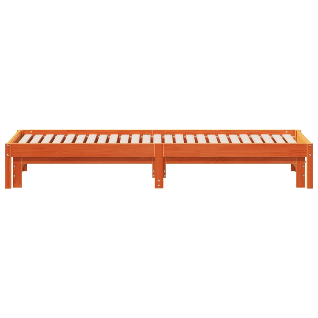 Wax Brown Day Bed with Trundle 90x190cm - Sleek & Space-Saving Design