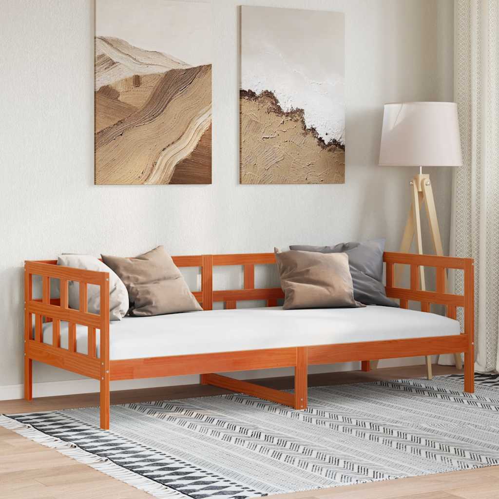 Wax Brown Solid Pine Day Bed Frame 90x200 cm - No Mattress