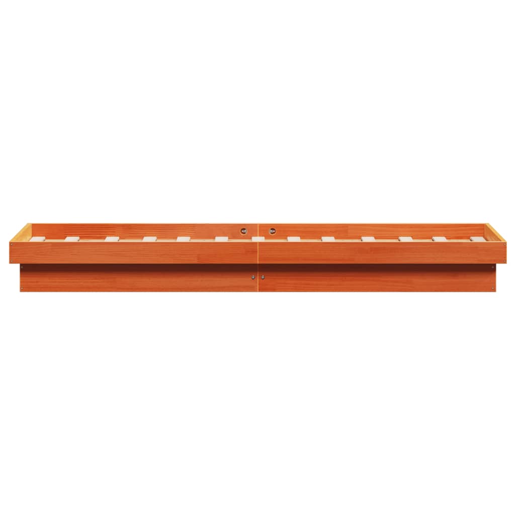 Wax Brown Solid Wood LED Bed Frame 90x200 cm - No Mattress