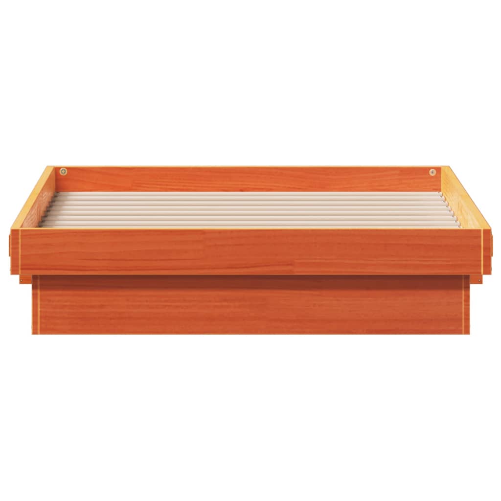Solid Wood LED Bed Frame, Wax Brown, 100x200 cm (Frame Only)