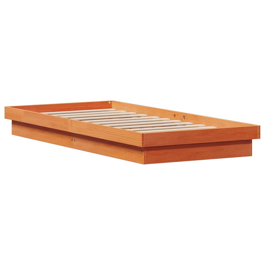 Solid Wood LED Bed Frame, Wax Brown, 100x200 cm (Frame Only)