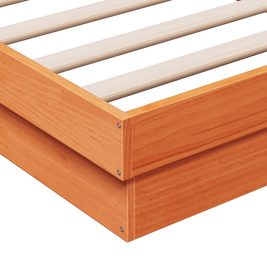 Solid Wood LED Bed Frame, Wax Brown, 100x200 cm (Frame Only)