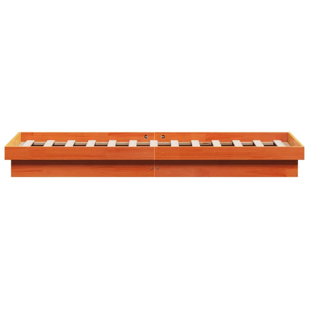 Wax Brown Solid Wood LED Bed Frame 120x200cm - No Mattress