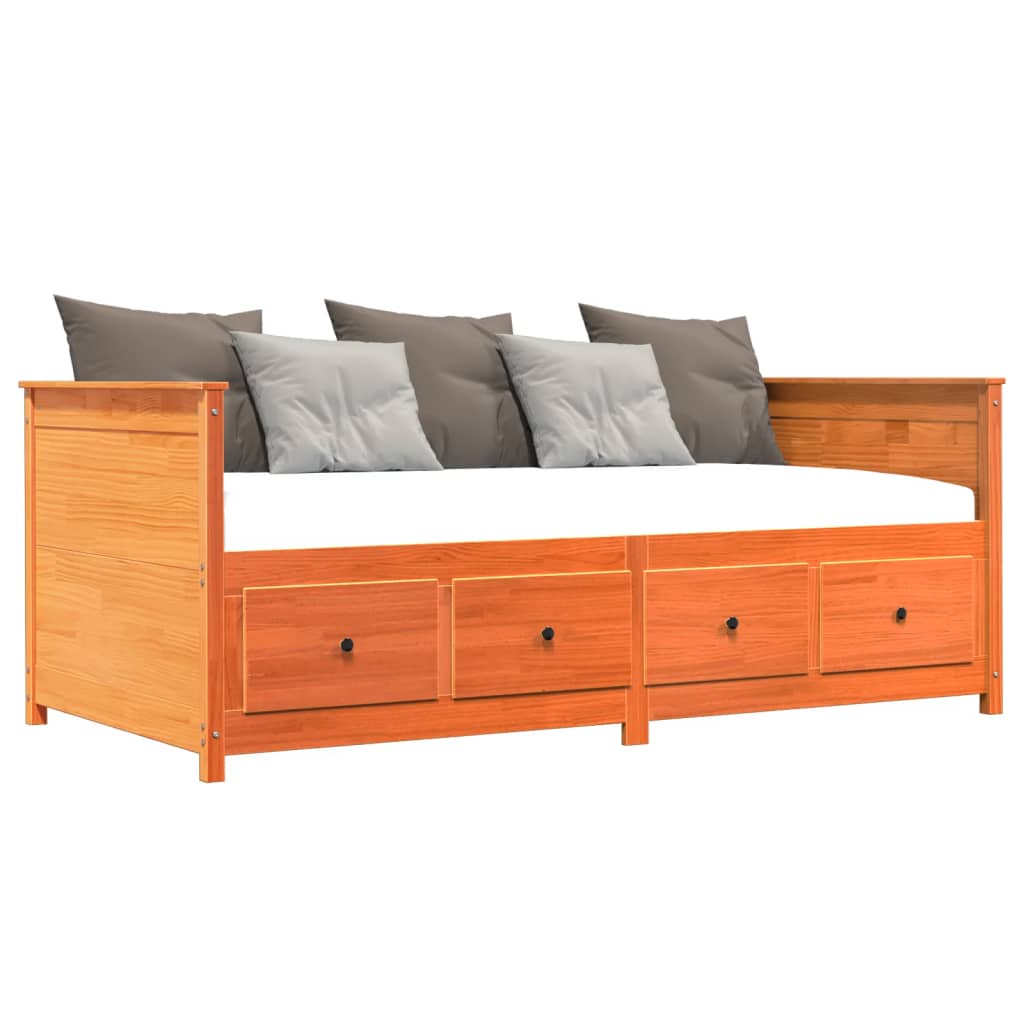 Day Bed without Mattress Wax Brown 100x200 cm Solid Wood Pine