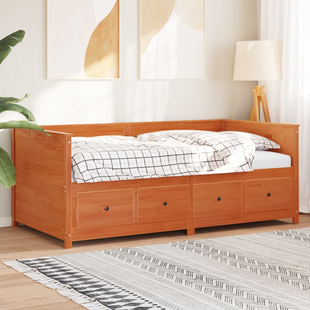 Day Bed without Mattress Wax Brown 100x200 cm Solid Wood Pine