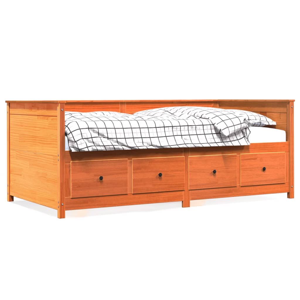 Day Bed without Mattress Wax Brown 100x200 cm Solid Wood Pine
