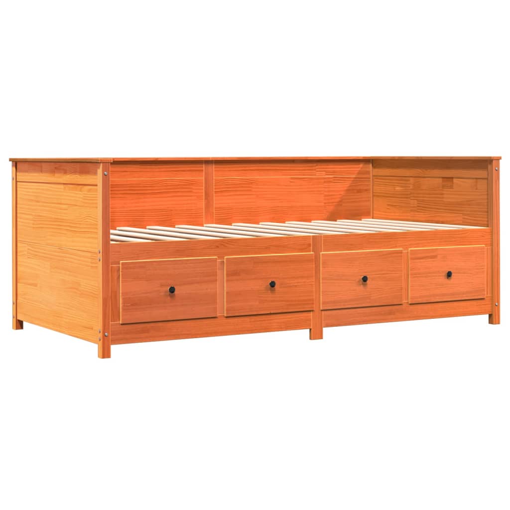 Day Bed without Mattress Wax Brown 100x200 cm Solid Wood Pine