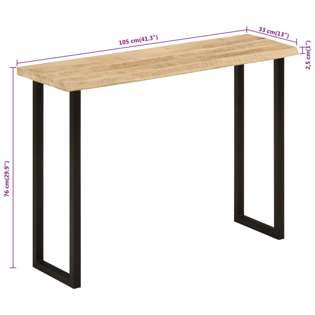 Live Edge Mango Wood Console Table 105x33x76 cm Solid Wood