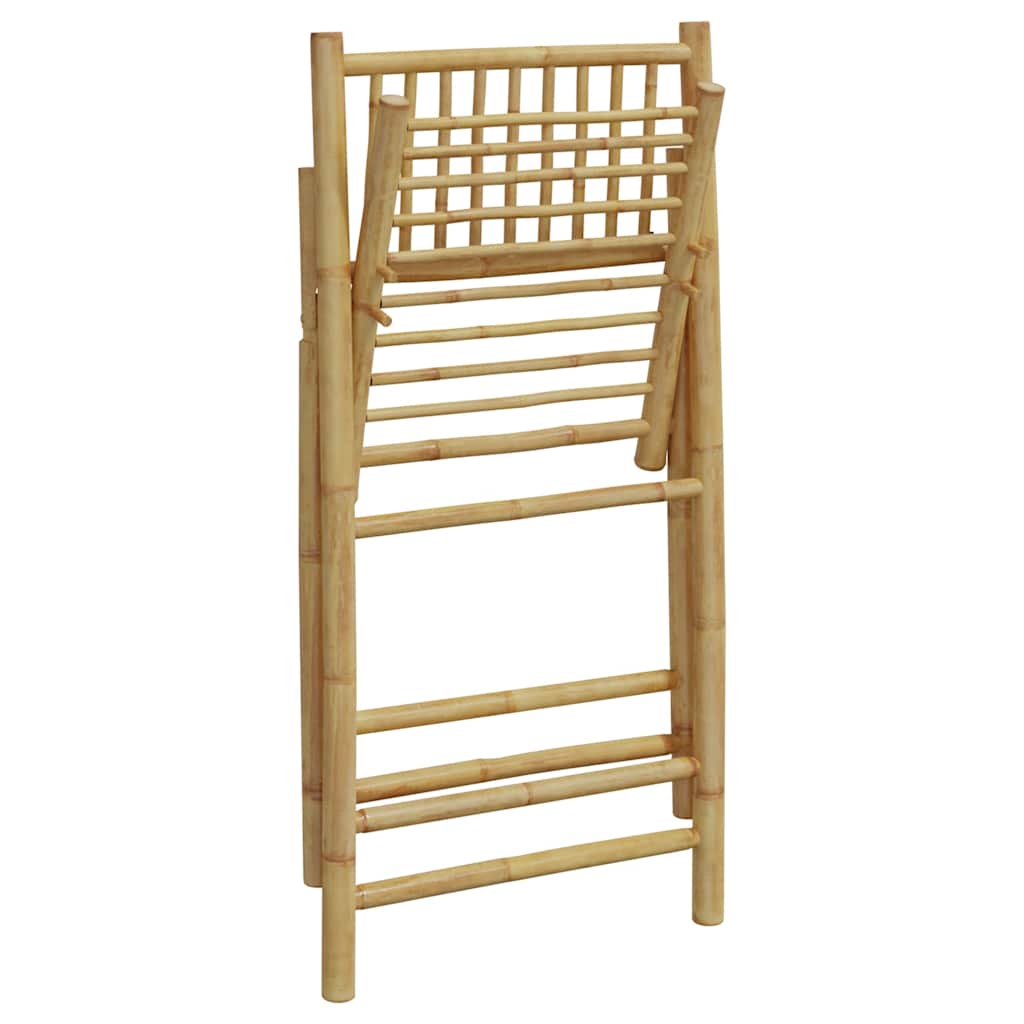 Bamboo Folding Bistro Chairs Set with Cream White Cushions - 4 Piece