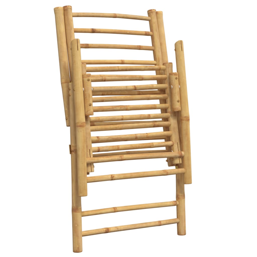 4 Piece Bamboo Reclining Chairs with Cream White Cushions