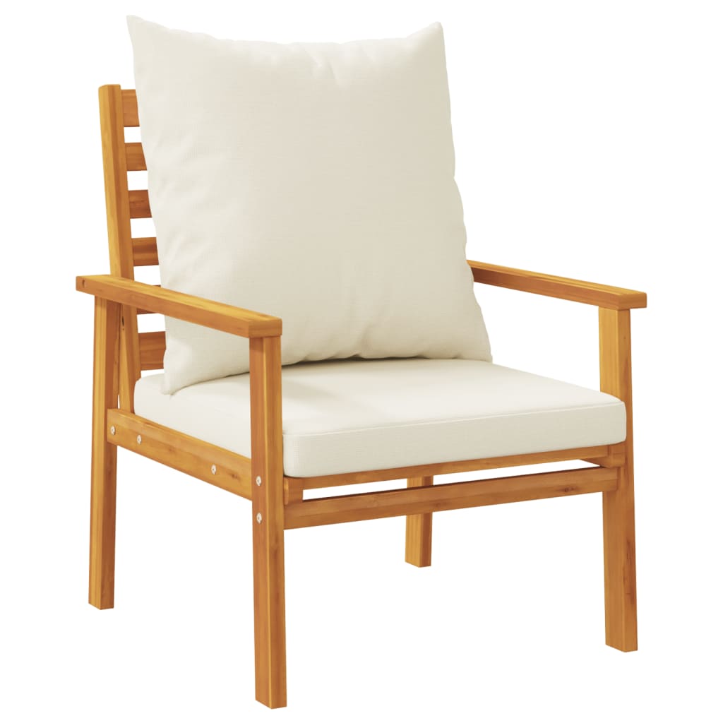 2-Piece Solid Acacia Wood Garden Sofa Chair Set with Cushions