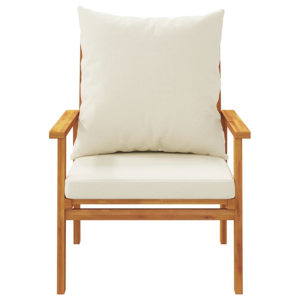 2-Piece Solid Acacia Wood Garden Sofa Chair Set with Cushions
