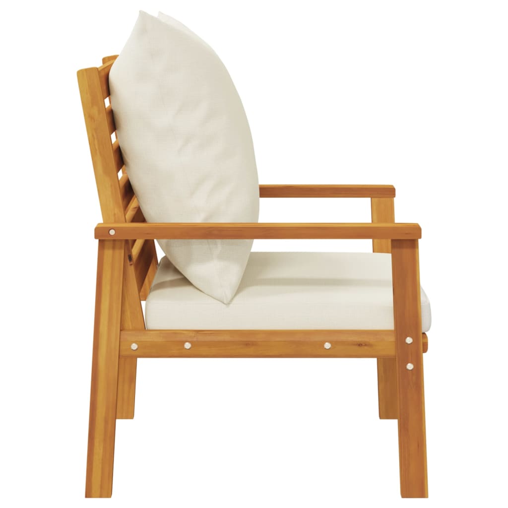 2-Piece Solid Acacia Wood Garden Sofa Chair Set with Cushions
