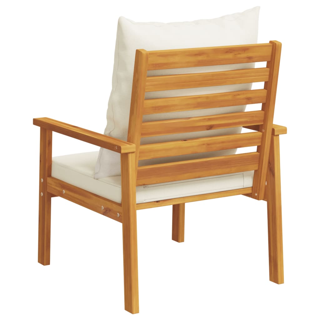 2-Piece Solid Acacia Wood Garden Sofa Chair Set with Cushions