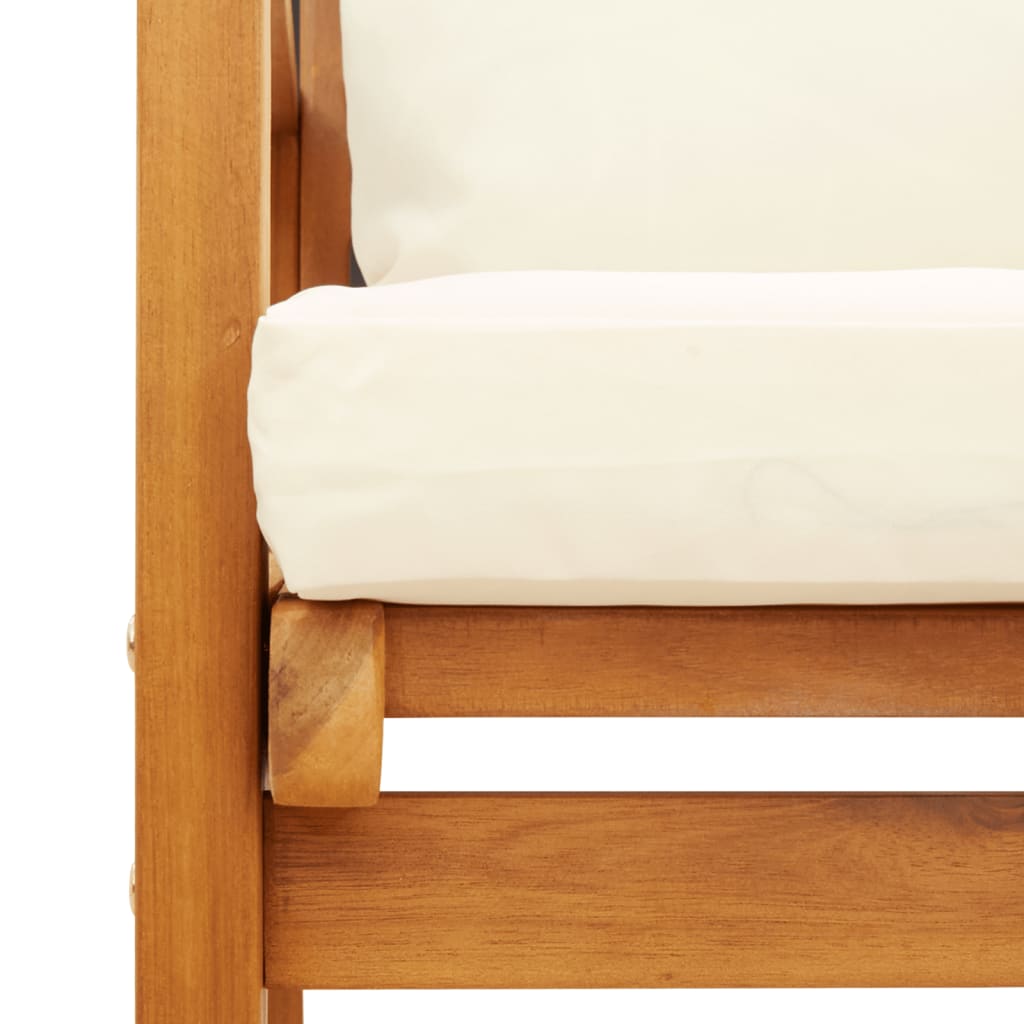 2-Piece Solid Acacia Wood Garden Sofa Chair Set with Cushions