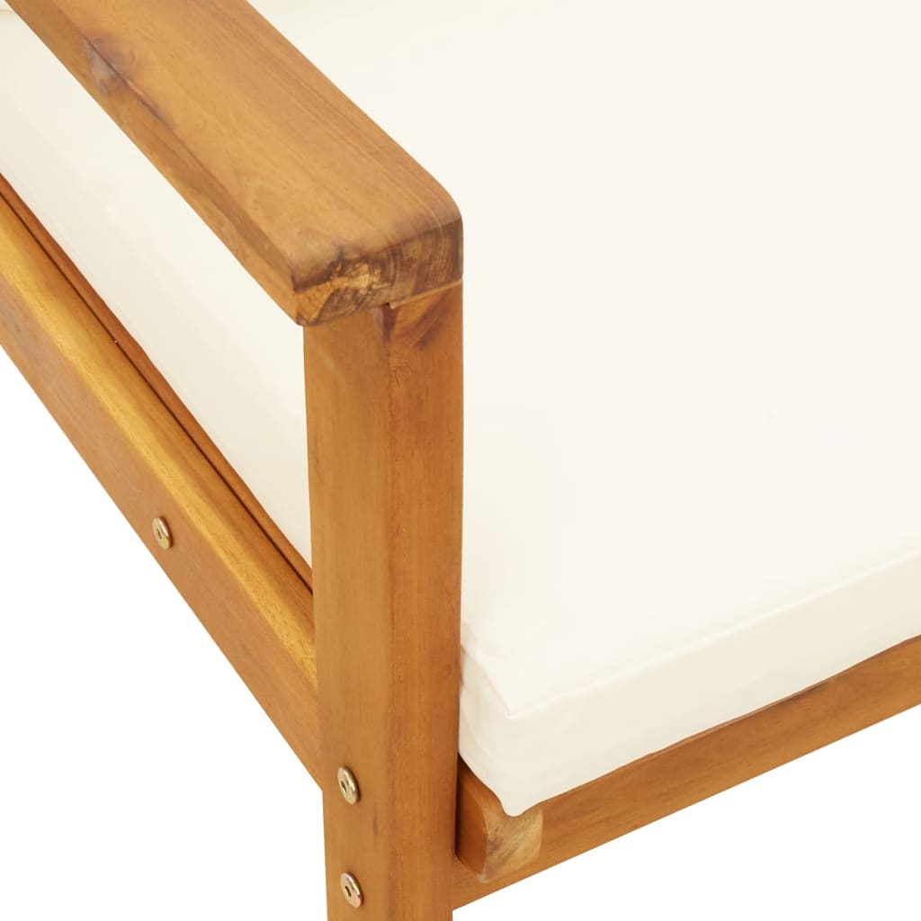 2-Piece Solid Acacia Wood Garden Sofa Chair Set with Cushions