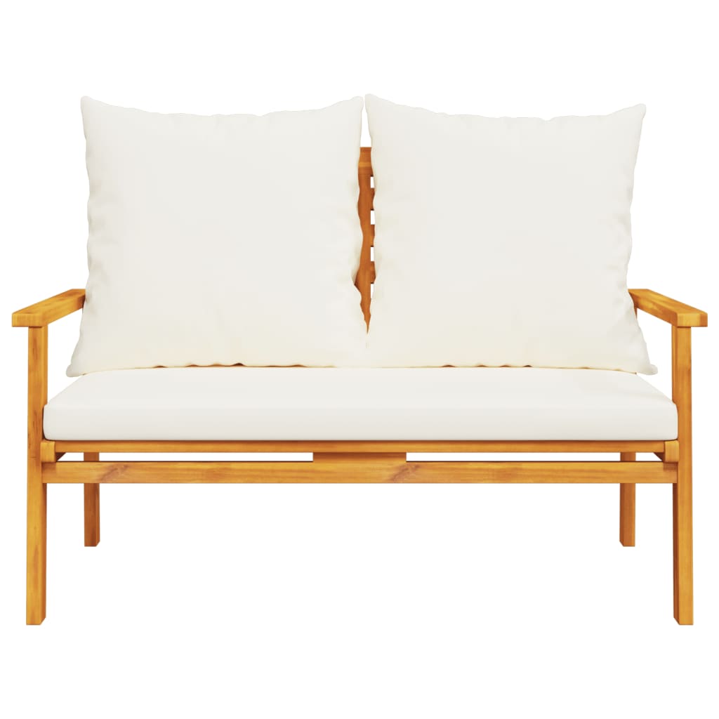 Solid Acacia Garden Sofa Bench 120cm with Cushion - Natural Wood