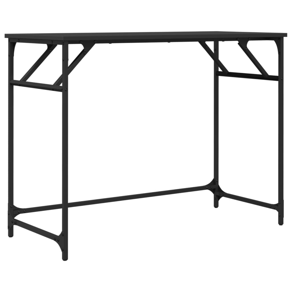 Black Engineered Wood & Steel Desk - 100x45x76 cm