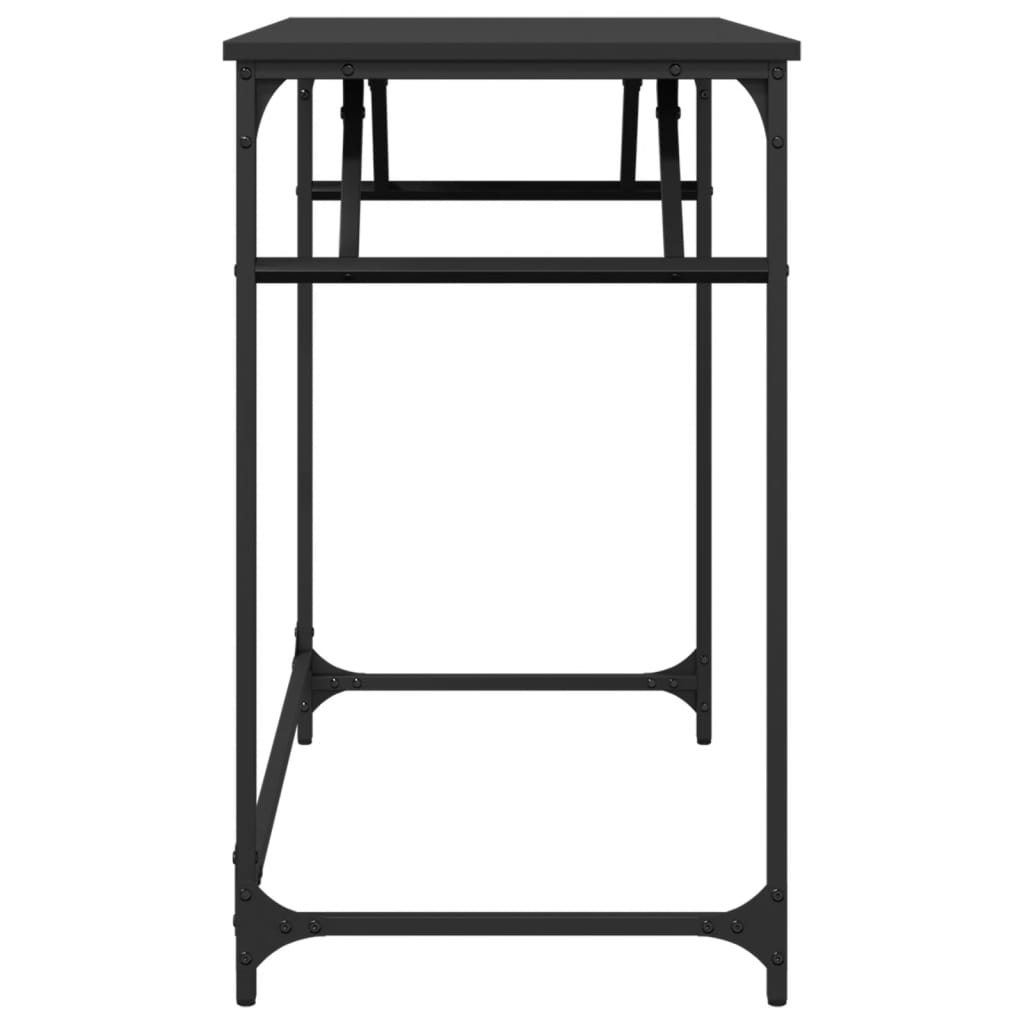 Black Engineered Wood & Steel Desk - 100x45x76 cm
