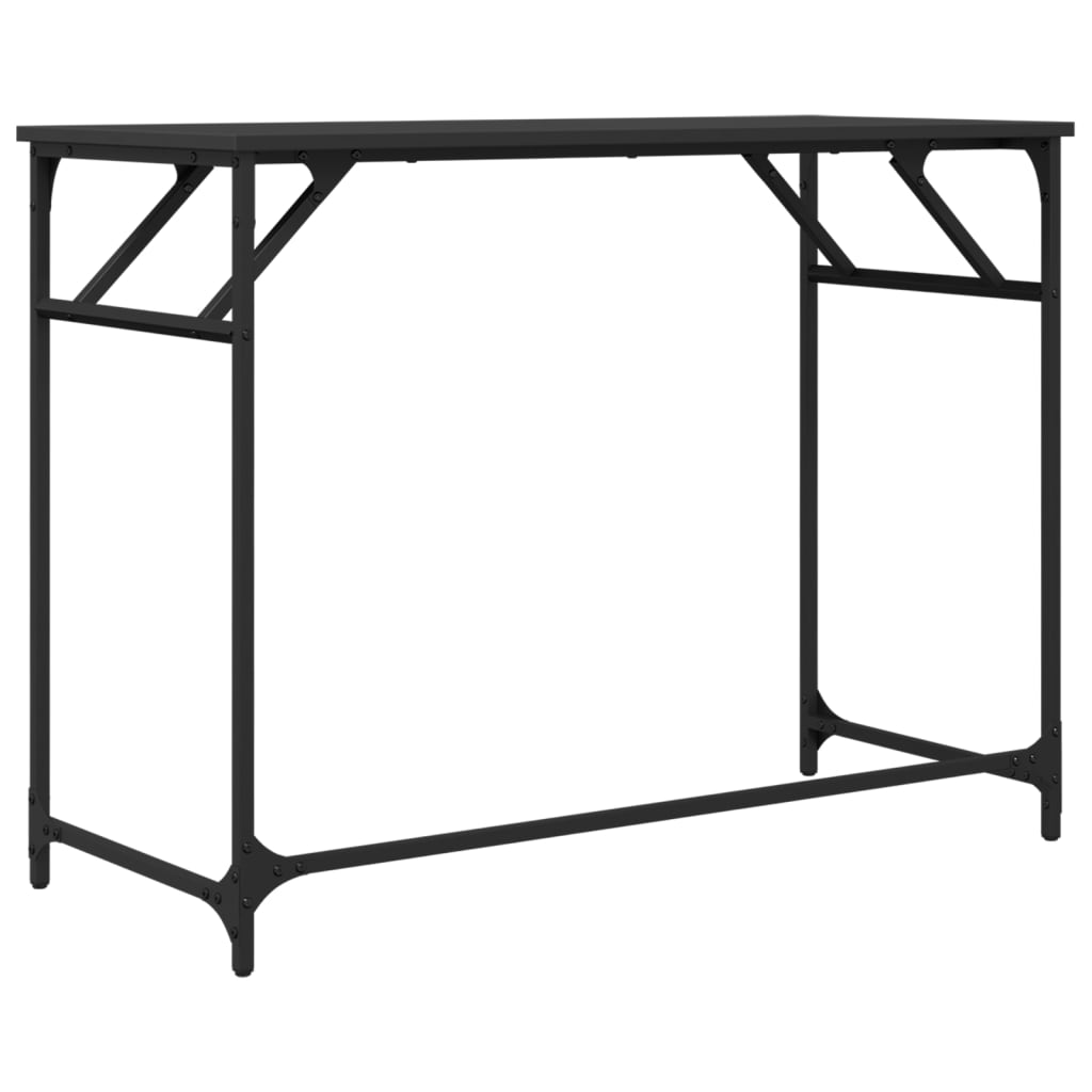 Black Engineered Wood & Steel Desk - 100x45x76 cm