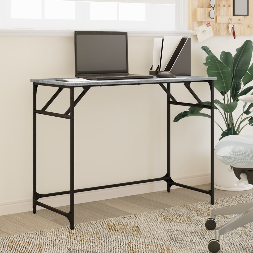 Grey Sonoma Desk, Engineered Wood & Steel, 100x45x76 cm
